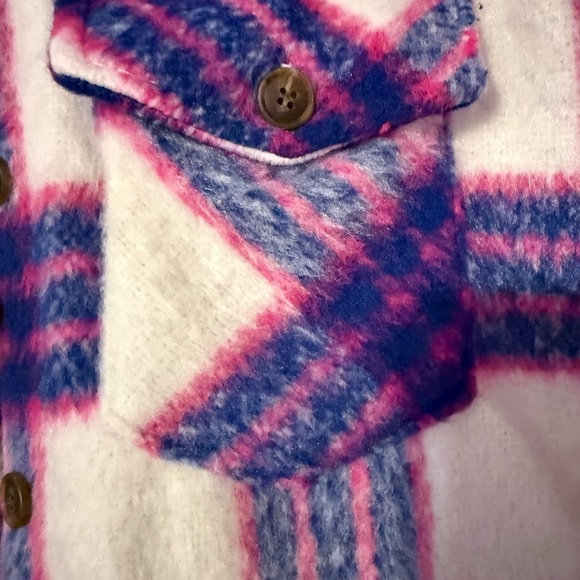 Nwt NWC Madden pea coat Vibrant Pink and Blue Plaid Coat - Picture 6 of 9